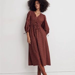 NWOT Madewell Sophia Tie Front Midi Dress in Teaberry Floral